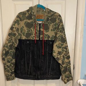 Levi's x Justin Timberlake Fresh Leaves Hybrid Camo Hooded Trucker Jacket Sz:L